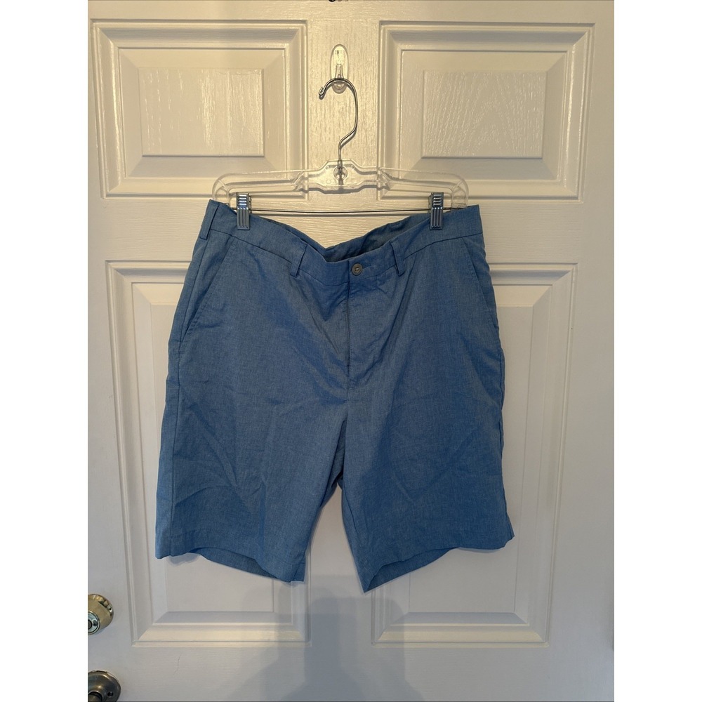 PGA Tour Perry Ellis Mens 34 Golf Shorts Blue Flat Front Chino Regular Fit